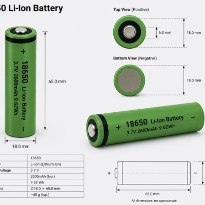 18650 Li-Ion batterij 3.7V - verschillende capaciteiten