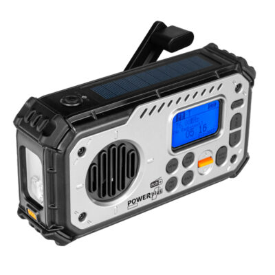 POWERplus Bison USB Solar Dynamo DAB+ FM Radio | Bluetooth Speaker | LED Zaklamp | Powerbank | SOS Alarm | Klok | Noodradio