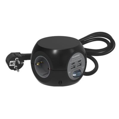 EcoSavers Cube Design Stekkerdoos met 3 AC 220V uitgang | 2 USB-A uitgangen | 2 USB-C uitgangen