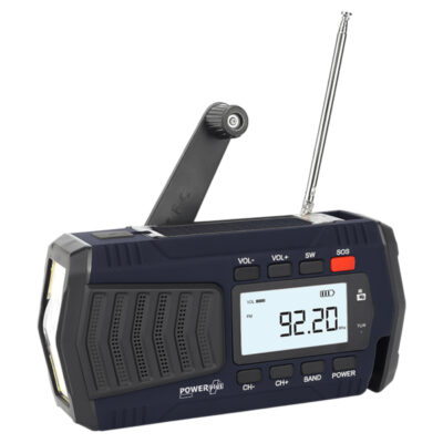 POWERplus Maki Solar Dynamo USB AM FM SW radio met powerbankfunctie en zaklamp | Noodradio | Camping Outdoor